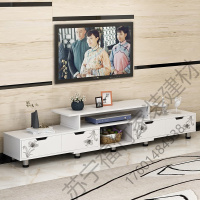苏宁严选 简约现代可伸缩小户型客厅家具 人造板式 仿实木卧室北欧电视机柜茶几组合地柜子 视听柜 电视柜福竹新款