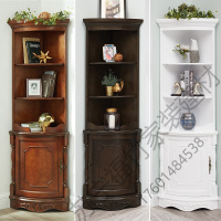 苏宁严选 美式三角柜实木角柜墙角柜客厅角落柜转角柜子储物柜欧式转角酒柜福竹新款