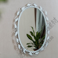 苏宁严选 欧式铁艺浴室镜子院化妆镜卫生间椭圆形壁挂式卧室穿衣装饰镜福竹新款