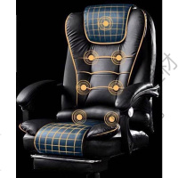 苏宁严选 真皮老板椅可躺按摩大班椅商务办公椅书桌椅家用旋转电脑椅子福竹新款