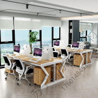 苏宁严选 职员办公桌简约现代小型电脑桌屏风卡座4人6人位双人位员工办公桌福竹新款