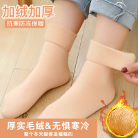[3双装]冬季成人保暖中筒雪地袜 女士加绒加厚袜子 地板袜运动袜
