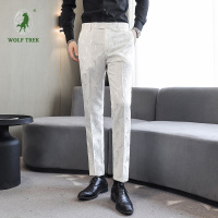【七匹狼国际公司授权WOLF TREK 】男裤正装商务休闲时尚提花青年宴会主持婚礼西装长裤韩式修身西裤