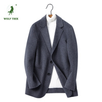 [七匹狼国际公司授权WOLF TREK ]双面无羊绒毛呢子大衣男短款英伦风衣西装外套男士秋冬季新款