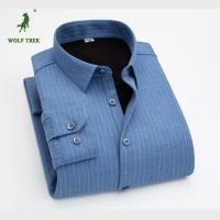 [七匹狼国际公司授权WOLF TREK ]男士加绒衬衫保暖休闲条纹加厚衬衣男外套宽松简约男装内搭长袖衫
