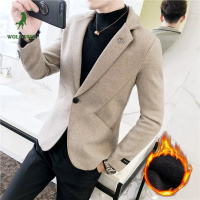 [七匹狼国际公司授权WOLF TREK ]毛呢外套男士秋冬季加厚潮流小西服韩版男装加绒加厚帅气修身西装
