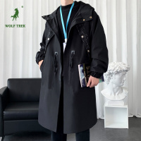 [七匹狼国际公司授权WOLF TREK ]男士风衣中长款秋款薄款披风大衣男装连帽潮牌潮流夹克外套