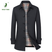 [七匹狼国际公司授权WOLF TREK ]男装风衣翻领中长款秋冬青年商务休闲中年大码外套男装