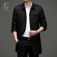 [七匹狼国际公司授权WOLF TREK ]男士商务休闲翻领帅气大衣秋冬季时尚百搭外套中青年中长款风衣朝