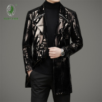 [七匹狼国际公司授权WOLF TREK ]秋季新款真皮皮衣男士修身皮夹克绵羊皮风衣中长款外套潮