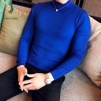 [七匹狼国际公司授权WOLF TREK ]半高领毛衣男秋冬季修身潮流长袖针织打底衫高级感中领纯色毛线衣