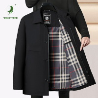 [七匹狼国际公司授权WOLF TREK ]秋季新款翻领风衣男中长款商务高品质休闲外出大衣中青年夹克男士外套