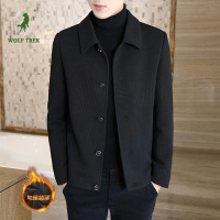 [七匹狼国际公司授权WOLF TREK ]毛呢夹克外套男秋冬季加绒潮流修身帅气加棉加厚短款呢子大衣