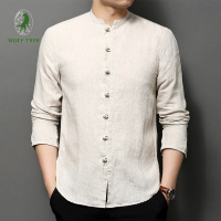 [七匹狼国际公司授权WOLF TREK ]盘扣长袖棉麻衬衫男中国风男装春夏季薄款休闲宽松亚麻唐装衬衣外套