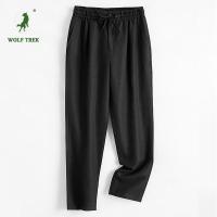 [七匹狼国际公司授权WOLF TREK ]亚麻长裤男2023夏季薄款中国风男士棉麻长裤宽松直筒简约休闲裤子