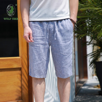 [七匹狼国际公司授权WOLF TREK ]夏天2023新款亚麻短裤五分裤夏季薄款男士休闲裤韩版潮流棉麻中裤