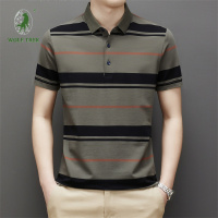 [七匹狼国际公司授权WOLF TREK ]POLO衫男夏季短袖拼色条纹T恤男士翻领休闲男装上衣体恤有领