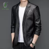 [七匹狼国际公司授权WOLF TREK ]男装春季新款2023年男士休闲长袖翻领皮夹克商务外套皮衣