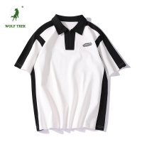 [七匹狼国际公司授权WOLF TREK ]美式撞色拼接polo衫青少年学生男夏季宽松短袖t恤百搭休闲翻领体恤衫