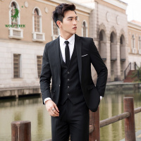 [七匹狼国际公司授权WOLF TREK ]大码西装男士套装大码简约商务正装西服外套结婚礼服黑色休闲