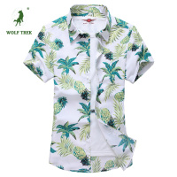 [七匹狼国际公司授权WOLF TREK ]男装M-7XL码白底图2023花衬衫大码衬衣沙滩涤棉衫短袖