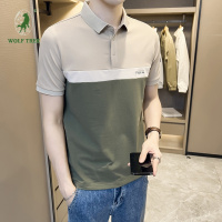 [七匹狼国际公司授权WOLF TREK ]夏季上新男士POLO衫刺绣工艺拼接短袖时尚翻领半袖休闲百搭男上衣