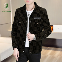 [七匹狼国际公司授权WOLF TREK ]2023秋季新款夹克男韩版修身帅气百搭青年上衣服休闲翻领外套潮流