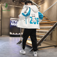 [七匹狼国际公司授权WOLF TREK ]2023年新款外套男士套装潮牌帅气上衣服男装秋装男款休闲运动套装夹克