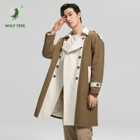[七匹狼国际公司授权WOLF TREK ]撞色中长款风衣男秋季韩版潮流情风衣青少年宽松百搭休闲外套