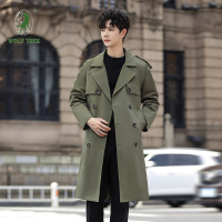 [七匹狼国际公司授权WOLF TREK ]2023新款秋季风衣男款宽松休闲中长款时尚气质简约纯色外套