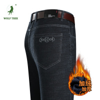 [七匹狼国际公司授权WOLF TREK ]男装秋冬加绒加厚男士牛仔裤保暖厚实商务直筒宽松休闲舒适男裤
