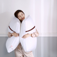 全棉贡缎酒店英伦织带枕芯可水洗护颈椎安睡舒适枕头48*74cm家用成人枕芯单个*1