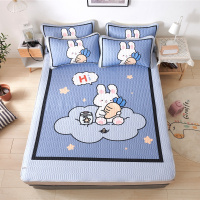 新款大版印花可水洗凉感丝乳胶凉席 1.5m/1.8m乳胶软席三件套