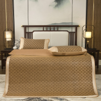 凉席1.8m床藤席三件套夏季双人1.5米草席夏天冰丝席1.2可折叠席子床上用品