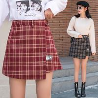 白织鸟2020春秋季韩版女装复古chic设计感格子半身裙高腰显瘦A字短裙裤去购买