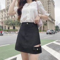 白织鸟半身裙女夏季新款2020名媛前短后长镂空短裙拼接小心机包臀裙去购买