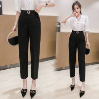 白织鸟西装裤女九分矮个子2020新款春夏直筒高腰显瘦OL小脚黑色长裤职业去购买