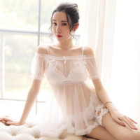 白织鸟新款情趣睡裙内衣网纱女士透明公主诱惑抹胸睡衣家居服套装