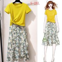 白织鸟单件连衣裙两件套女夏装洋气时尚雪纺松紧腰套装