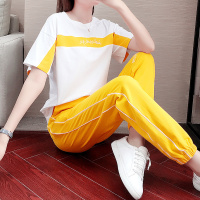 白织鸟夏季新品港风休闲运动显瘦短袖套装女韩版时尚减龄透气两件套