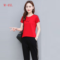 白织鸟大码女装夏季韩版宽松学生休闲运动服短袖两件套