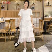 白织鸟小个子多层次蛋糕连衣裙过膝气质拼接超仙a字长裙女