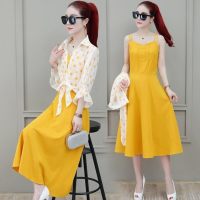 白织鸟小个子气质连衣裙女装套装新款流行夏天显瘦吊带裙子两件套潮