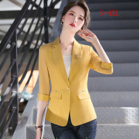 白织鸟小西装外套女休闲春夏季新款大码修身显瘦七分袖防晒衣女