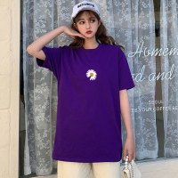 白织鸟小雏菊短袖t恤女学生早春夏季韩版宽松网红