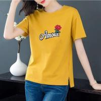 白织鸟纯棉短袖T恤女夏季新款韩版印花宽松显瘦大码女装胖MM上衣潮