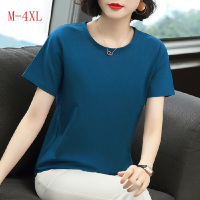 白织鸟纯棉短袖T恤女宽松夏季白色体恤新款纯色百搭大码女装打底衫