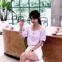 雪纺衫女夏2020新款短袖小衫大码显瘦仙气衬衫蕾丝上衣