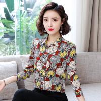 白织鸟2020年秋装新款衬衣洋气雪纺衫衬女长袖时间轴时尚印花上