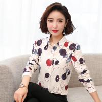 白织鸟2020春装新款韩版衬衣打底上衣修身时尚气质印花雪纺衫女长袖